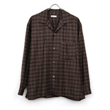 Wool Plaid Open Collar Shirt BROWN