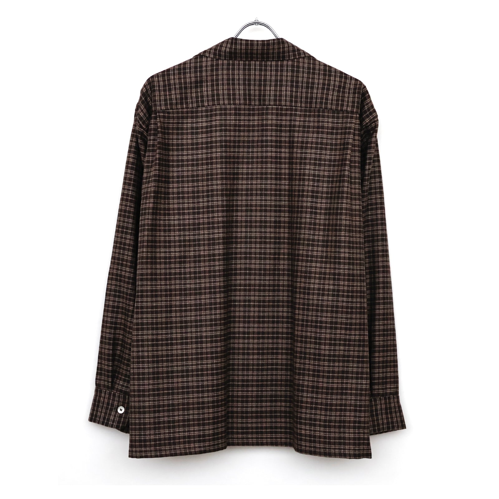 Wool Plaid Open Collar Shirt