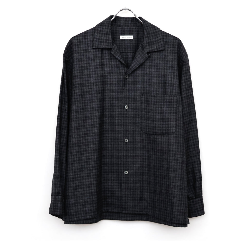 Wool Plaid Open Collar Shirt