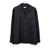 Wool Plaid Open Collar Shirt CHARCOAL