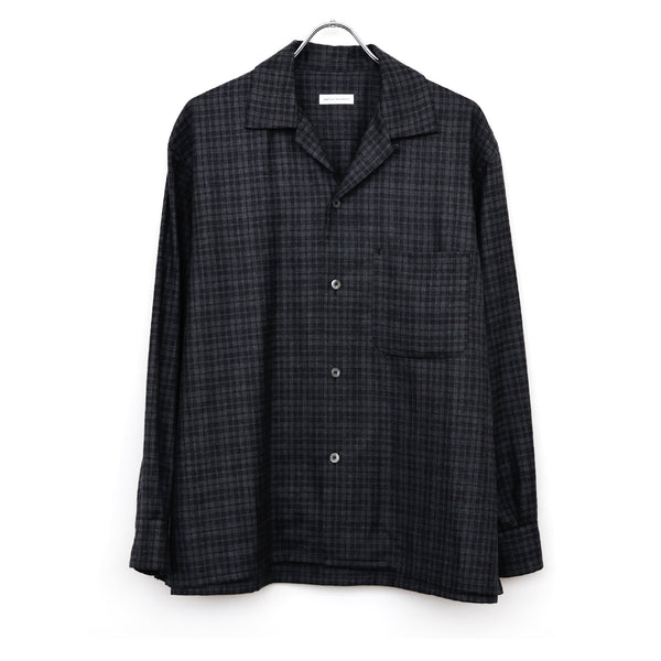 Wool Plaid Open Collar Shirt