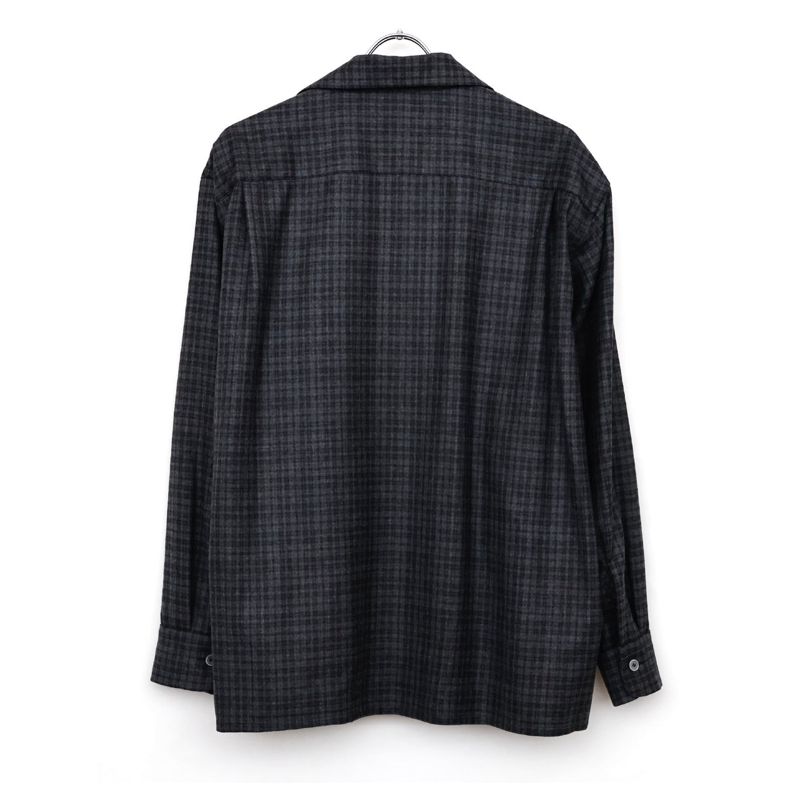 Wool Plaid Open Collar Shirt