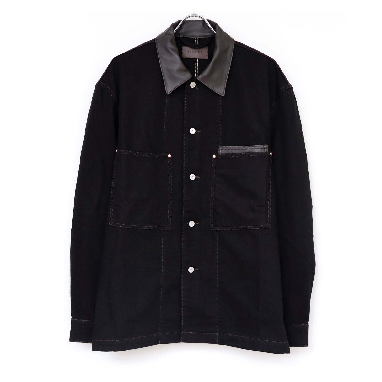 WORKWEAR OVERSHIRT WITH LEATHER COLLAR | ref. / Web Store