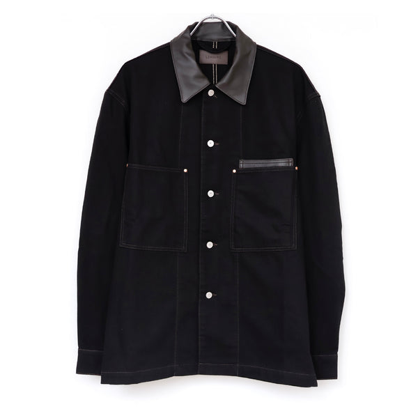 WORKWEAR OVERSHIRT WITH LEATHER COLLAR