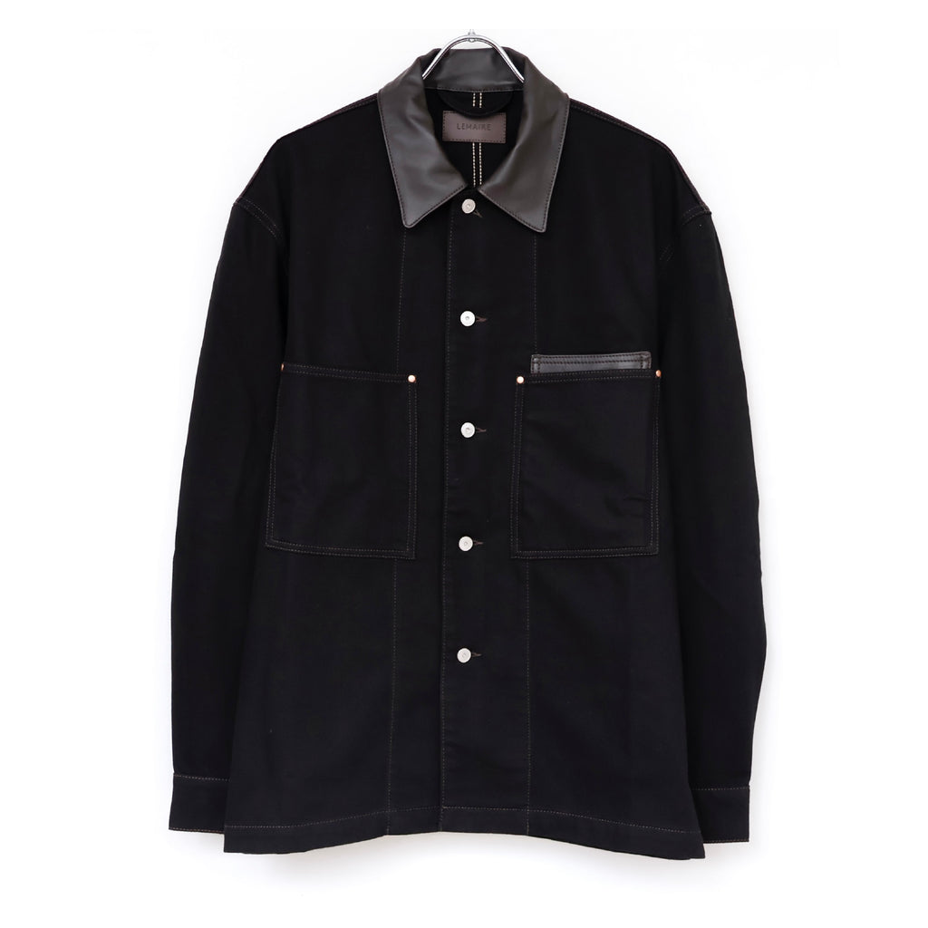 WORKWEAR OVERSHIRT WITH LEATHER COLLAR | ref. / Web Store