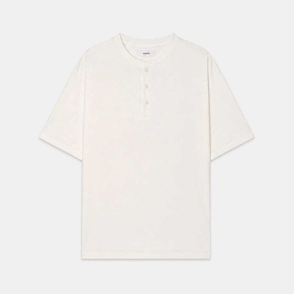 Organic Cotton Open-End Yarn Knit / Henley Neck Tee
