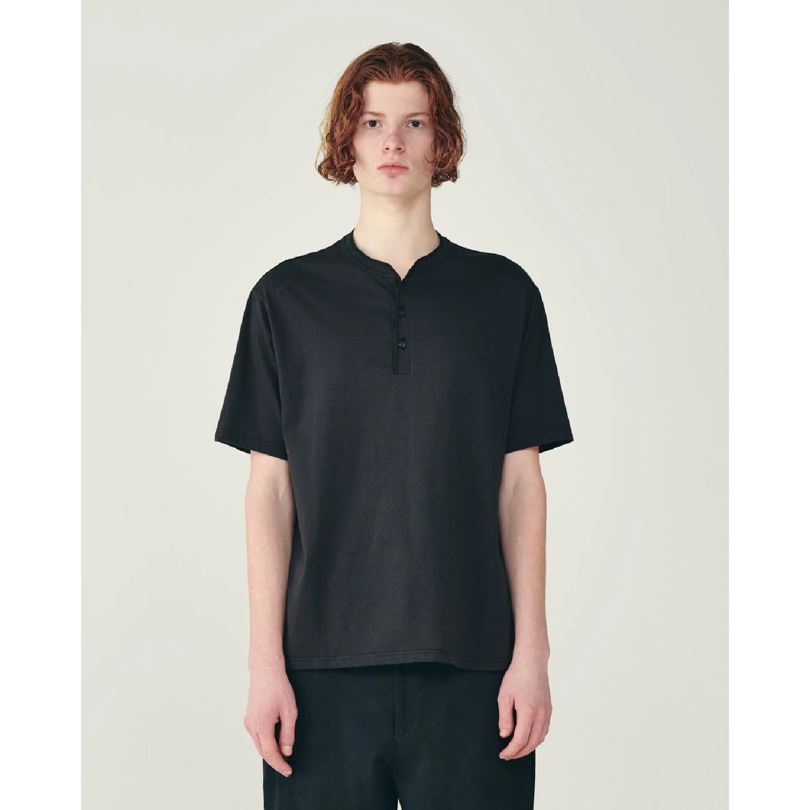 Organic Cotton Open-End Yarn Knit / Henley Neck Tee
