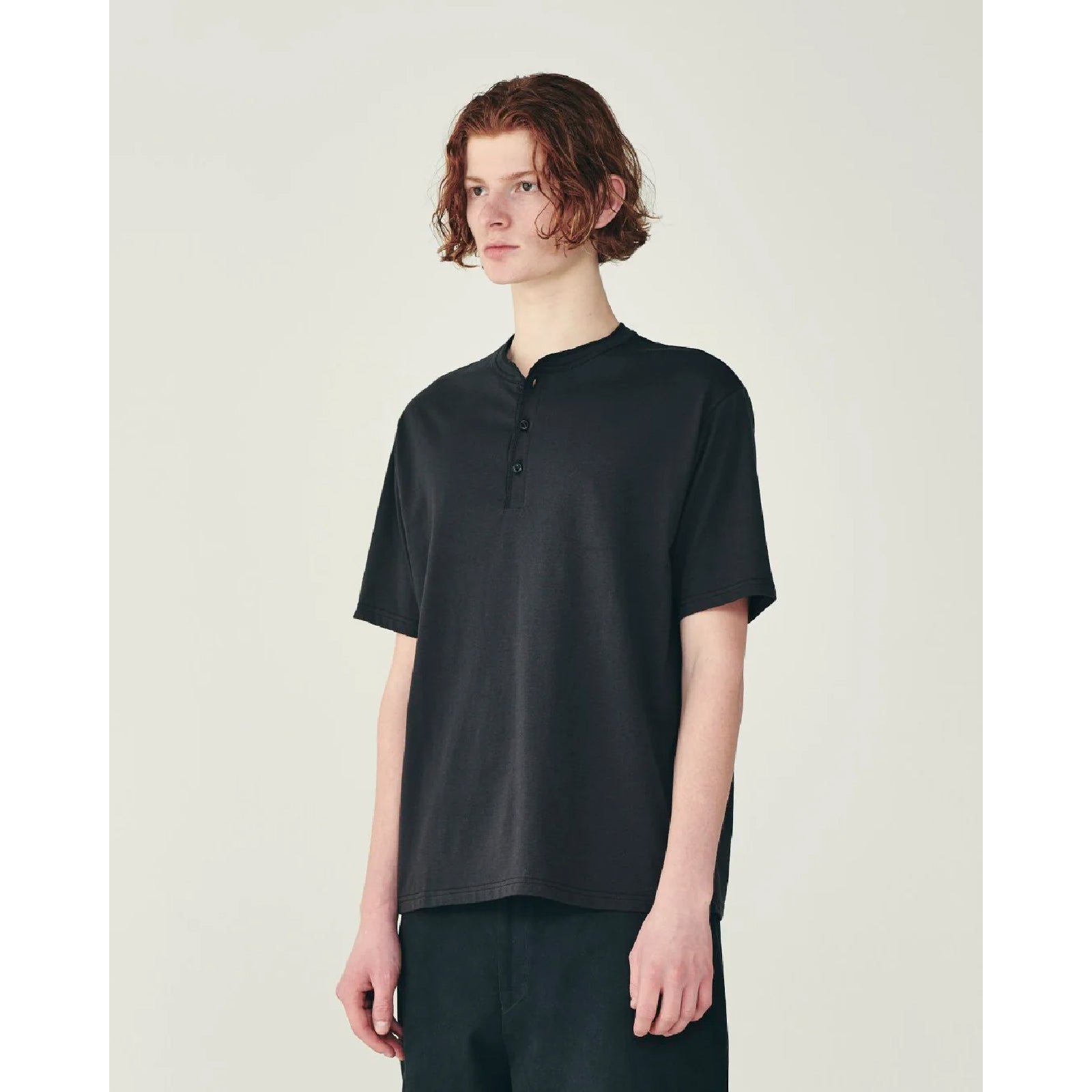 Organic Cotton Open-End Yarn Knit / Henley Neck Tee