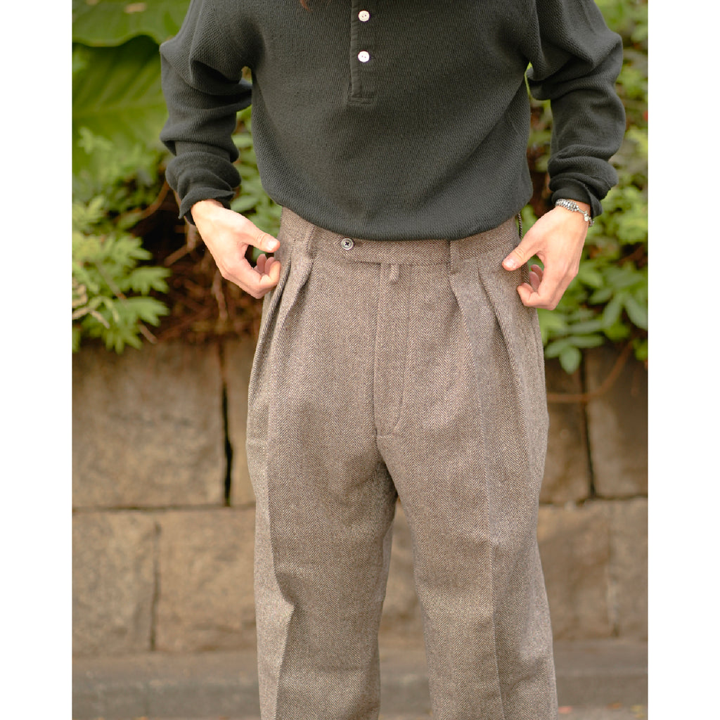 パンツ NEAT marzotto Tweed Herringbone Wide BOSS - Regular-fit trousers in herringbone tweed - Patterned