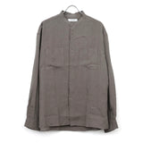 OFFICER STAND COLLAR L/S SHIRT LINEN CANVAS GRAY