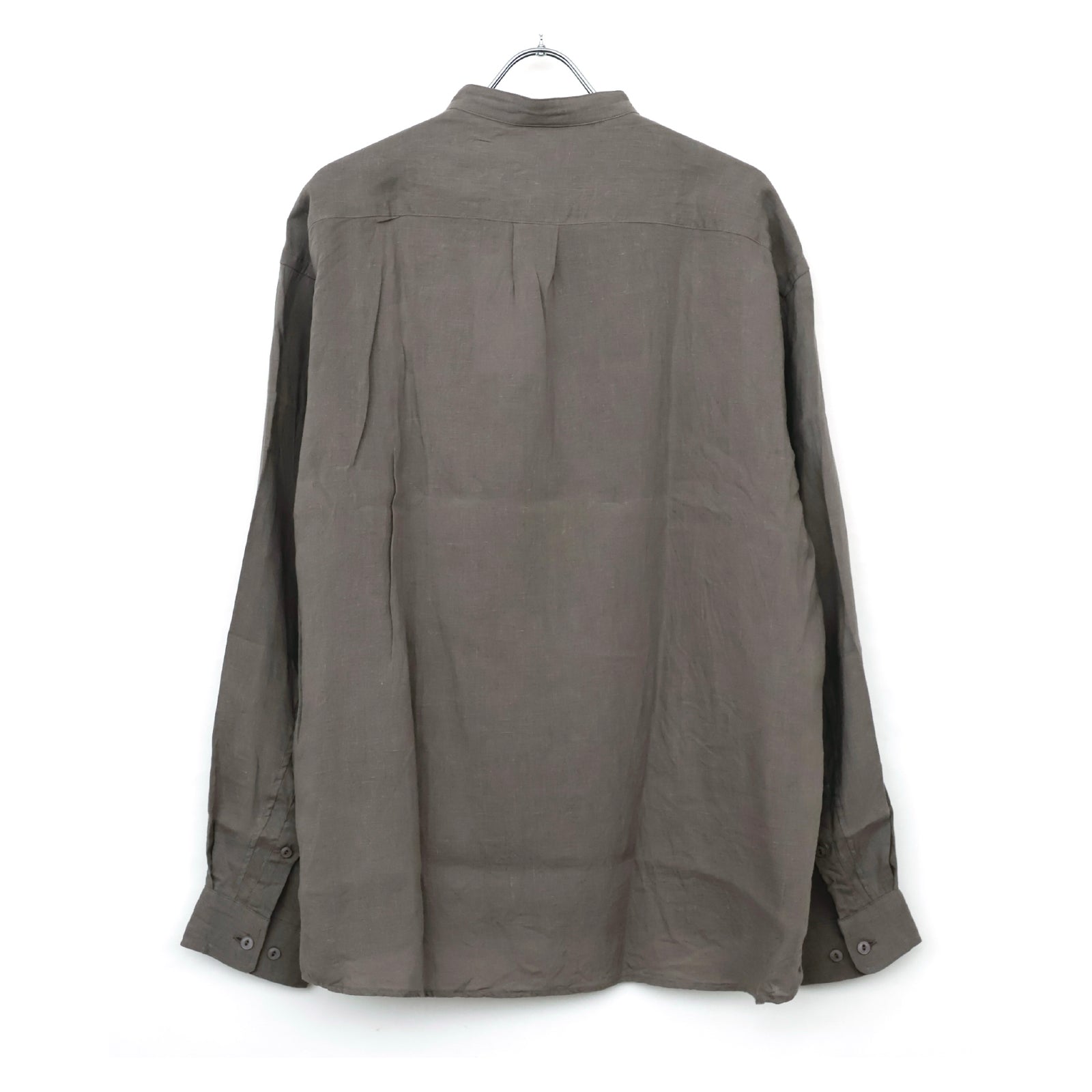 OFFICER STAND COLLAR L/S SHIRT LINEN CANVAS