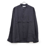 OFFICER STAND COLLAR L/S SHIRT LINEN CANVAS CHARCOAL