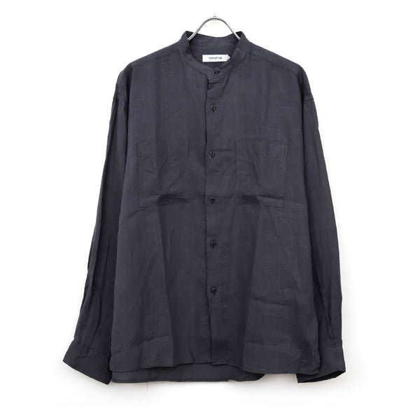 OFFICER STAND COLLAR L/S SHIRT LINEN CANVAS