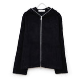 FULL ZIP HOOD Black Hairy Wool