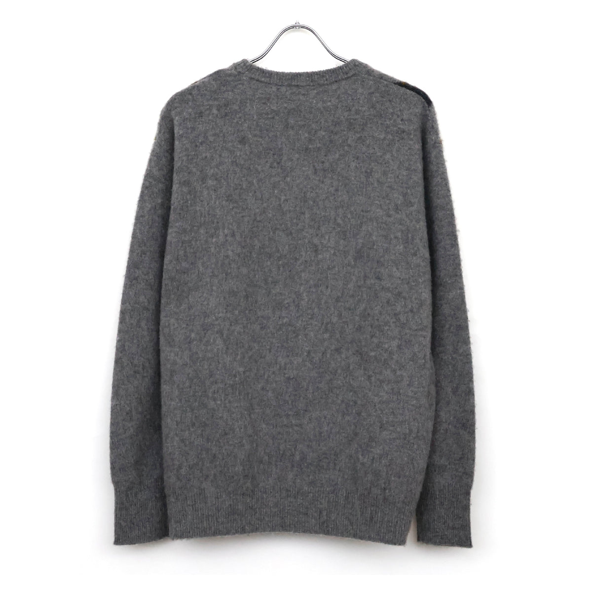FINE WOOL ARGYLE KNIT CREW NECK LS