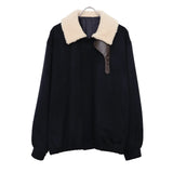 MOUTON COLLAR WOOL CASHMERE PADDED JACKET DARK NAVY