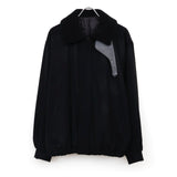 MOUTON COLLAR WOOL CASHMERE PADDED JACKET BLACK