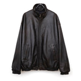 SHEEP LEATHER STAND COLLAR JACKET VINTAGE BLACK