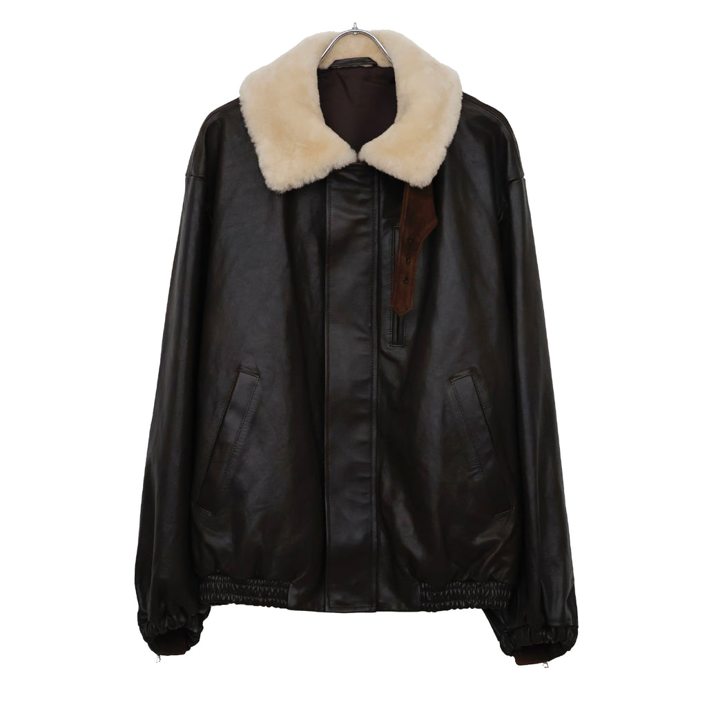 MOUTON COLLAR CALF ZIP JACKET