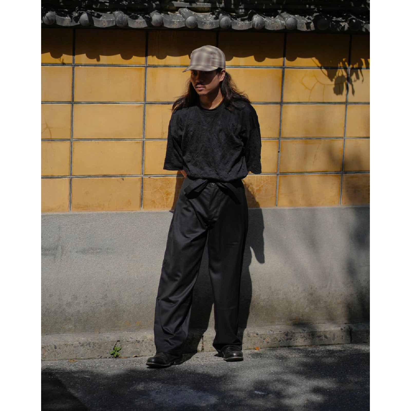 Ren Belted Tuck Trousers in Wool