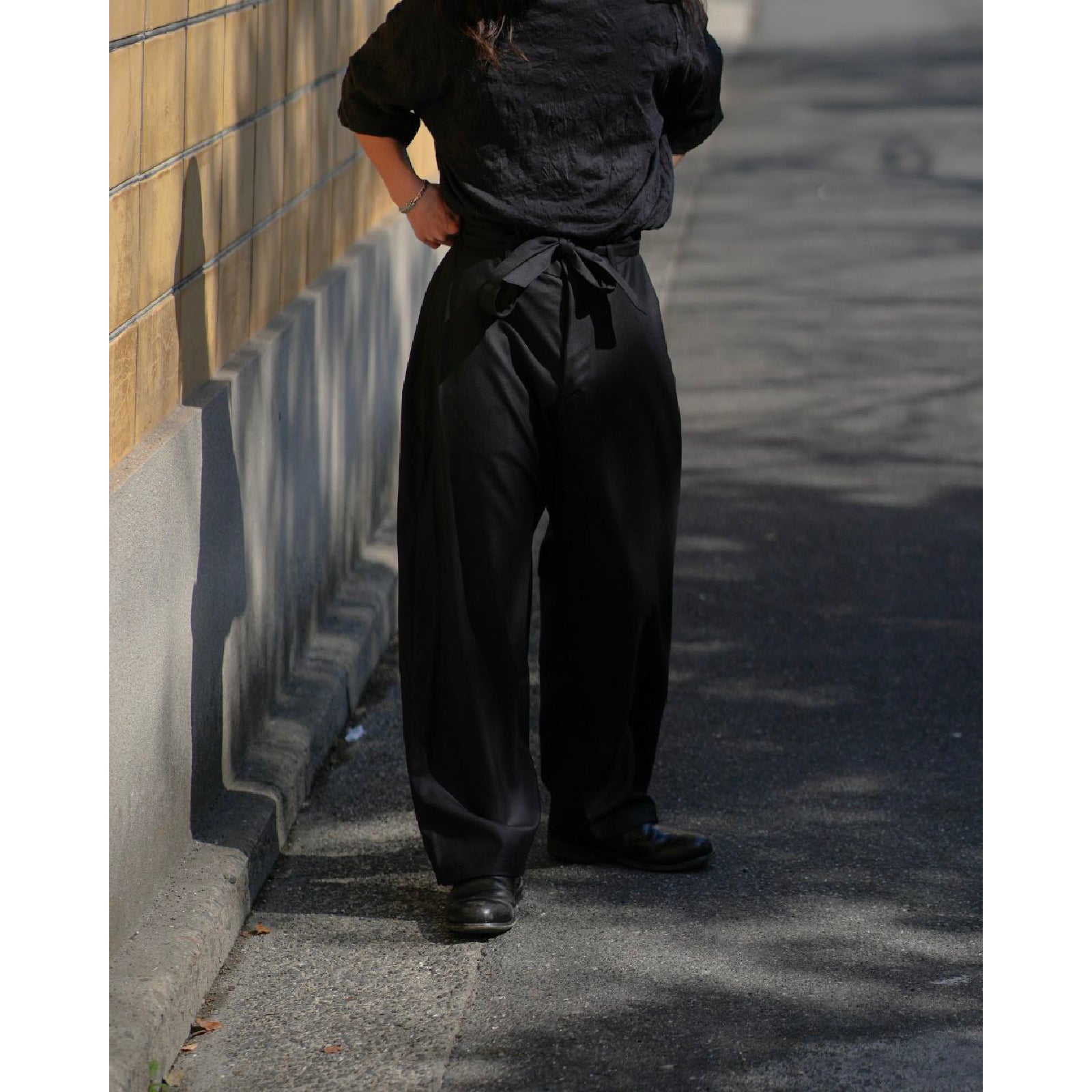 Ren Belted Tuck Trousers in Wool