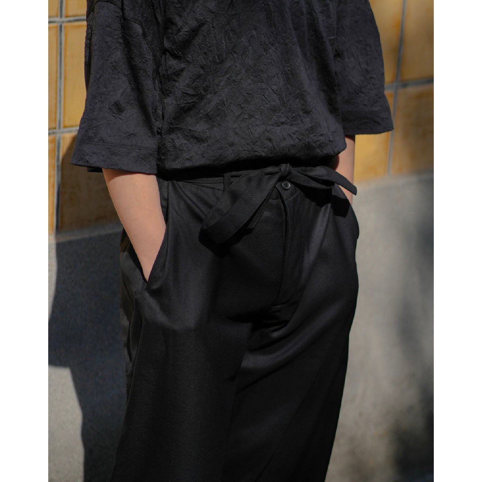 Ren Belted Tuck Trousers in Wool