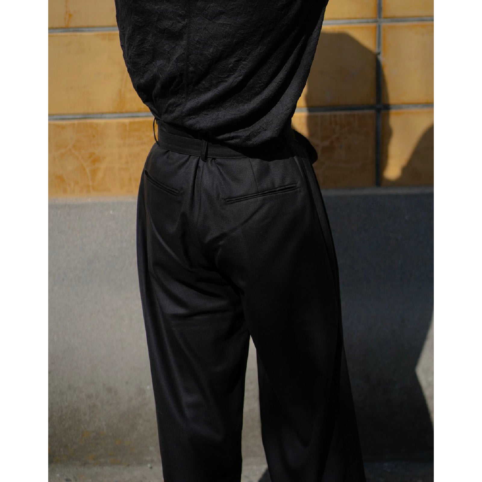 Ren Belted Tuck Trousers in Wool